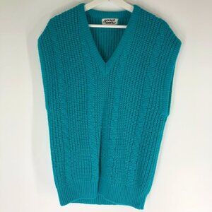 Vintage Teal Chunky Preppy Sweater Vest